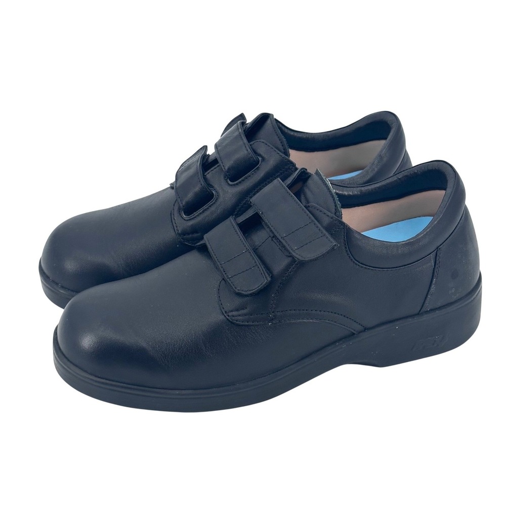 Apex Ambulator Men's 10 Wide Black Leather Double Strap Walking Shoes V1260MW10